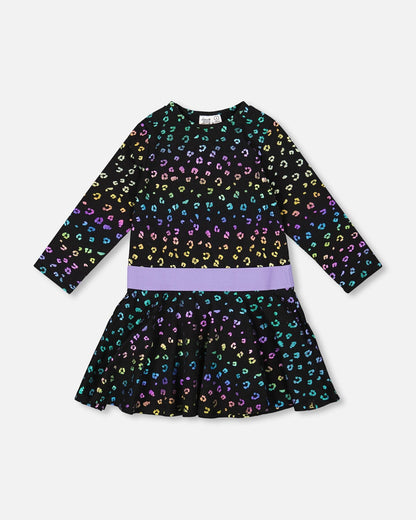 Robe en jersey imprimé léopard multicolore