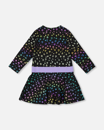 Robe en jersey imprimé léopard multicolore