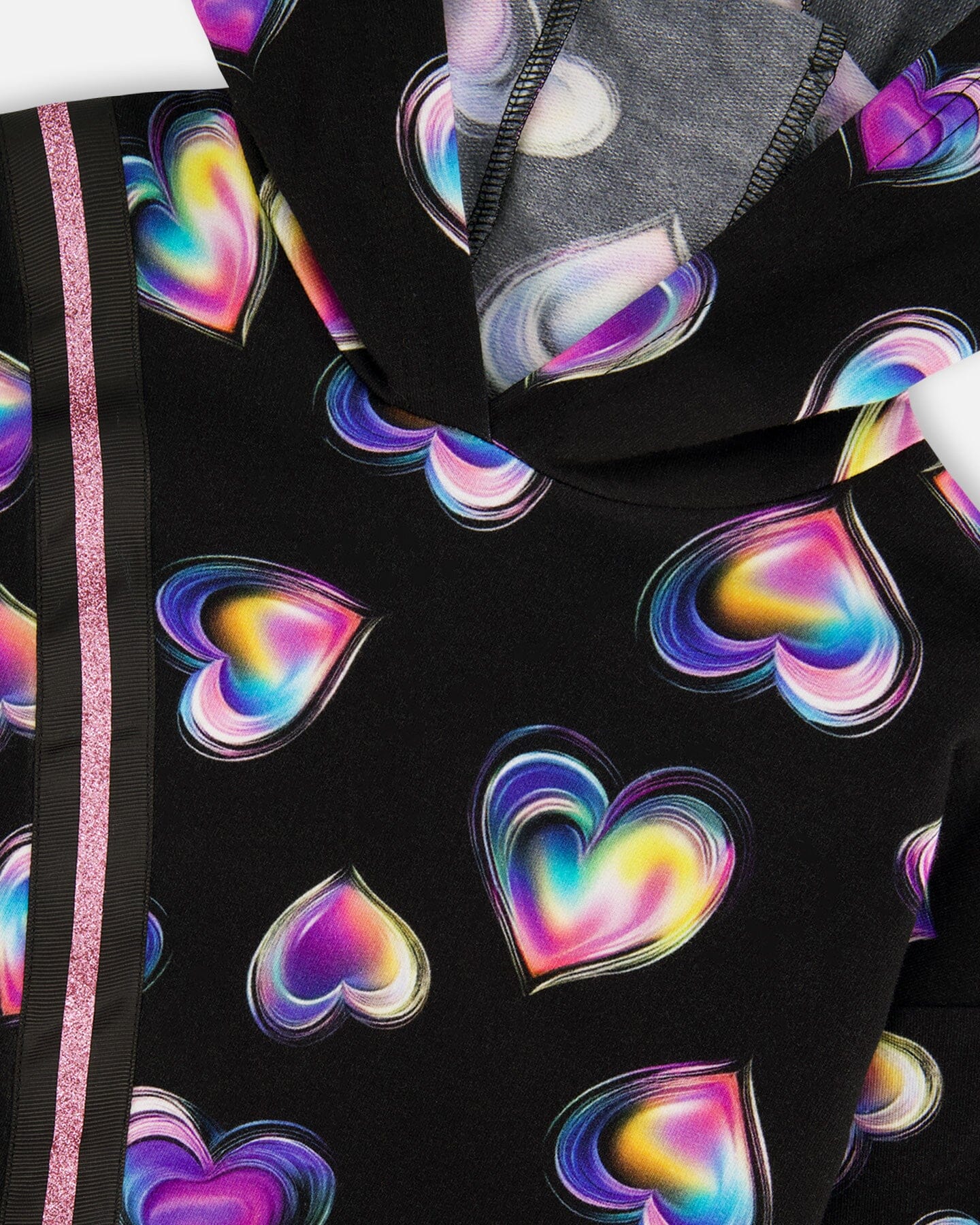 Robe en molleton à capuche noire et multicolore avec sac en trompe-l'œil