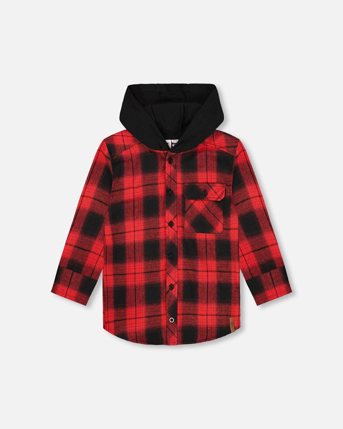 Chemise à carreaux en flanelle avec capuche rouge et noire