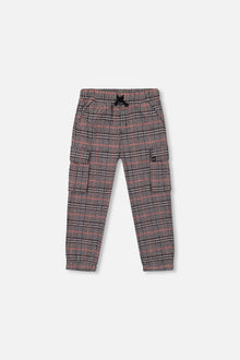 Pantalon cargo à carreaux gris et noir