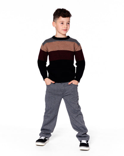 Pull en maille color block rouge et noir