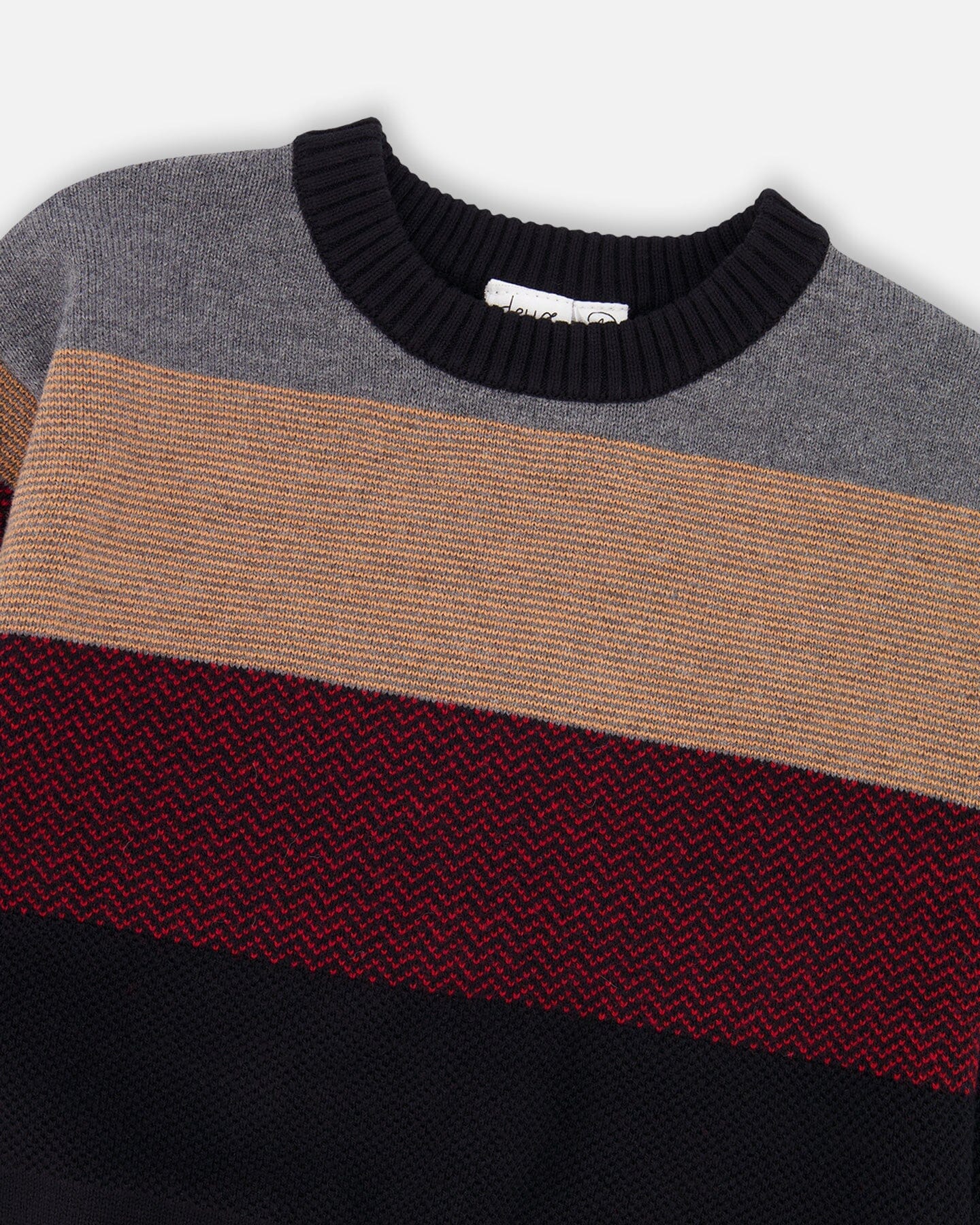 Pull en maille color block rouge et noir
