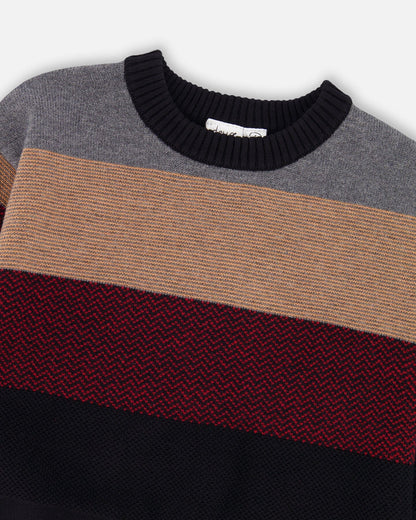 Pull en maille color block rouge et noir