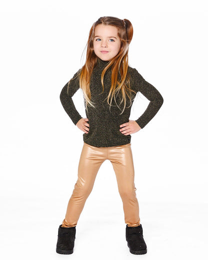 Legging extensible brillant beige doré