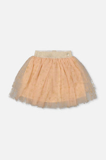 Multi Layer Glittering Mesh Skirt Beige