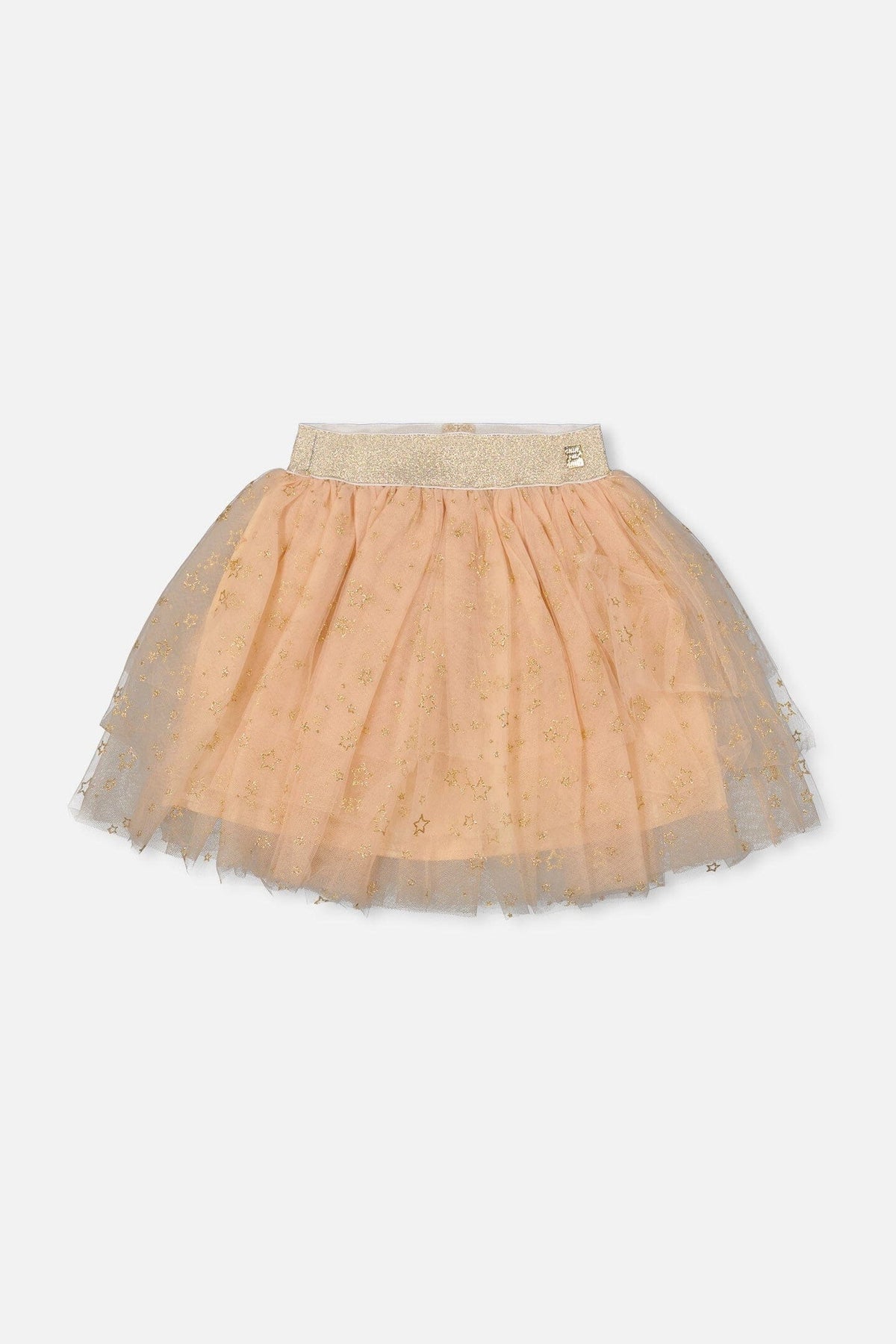 Multi Layer Glittering Mesh Skirt Beige