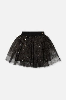 Multi Layer Glittering Mesh Skirt Black