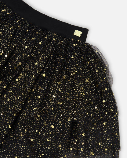 Jupe noire en maille scintillante multicouche