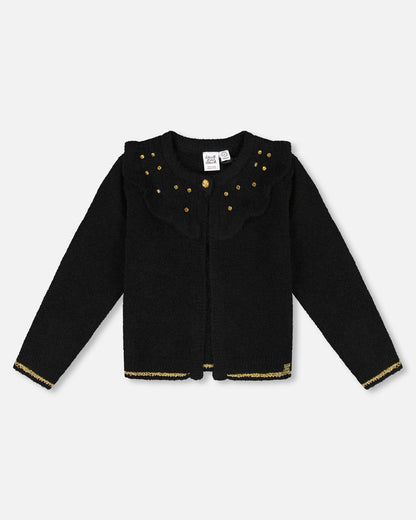 Gilet en maille avec strass noir
