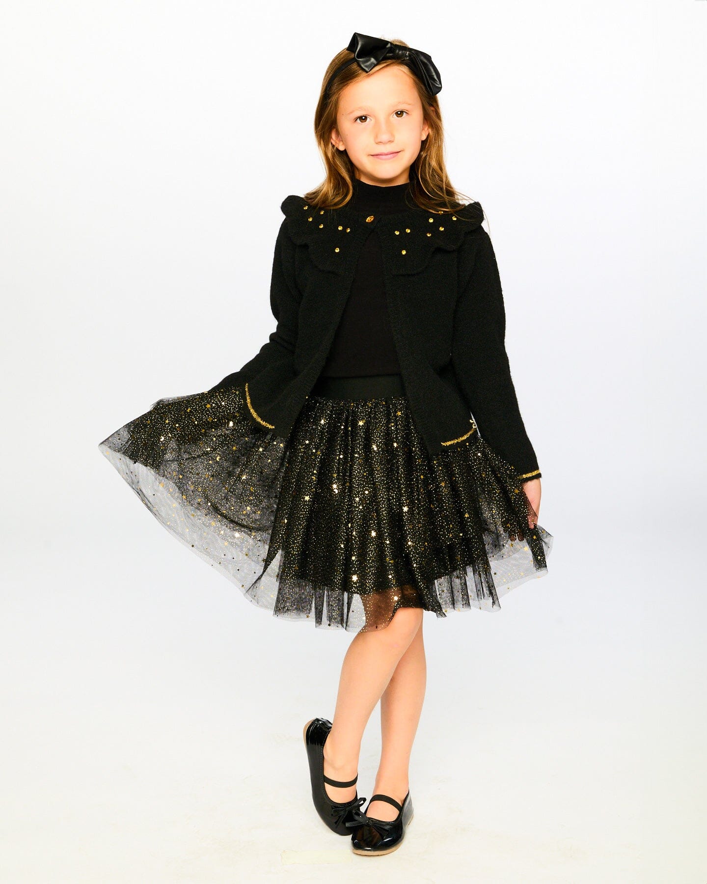 Gilet en maille avec strass noir