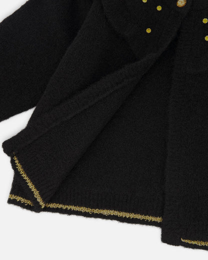 Gilet en maille avec strass noir