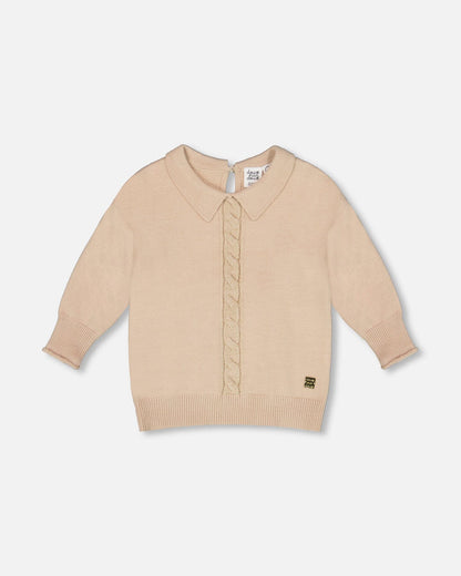 Pull en maille ¾ manches Beige