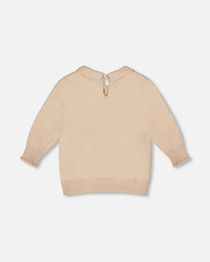 Pull en maille ¾ manches Beige