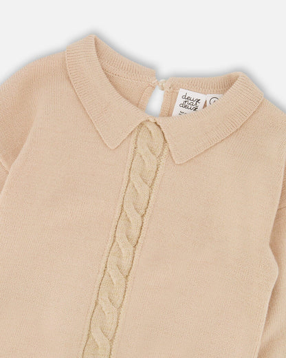 Pull en maille ¾ manches Beige