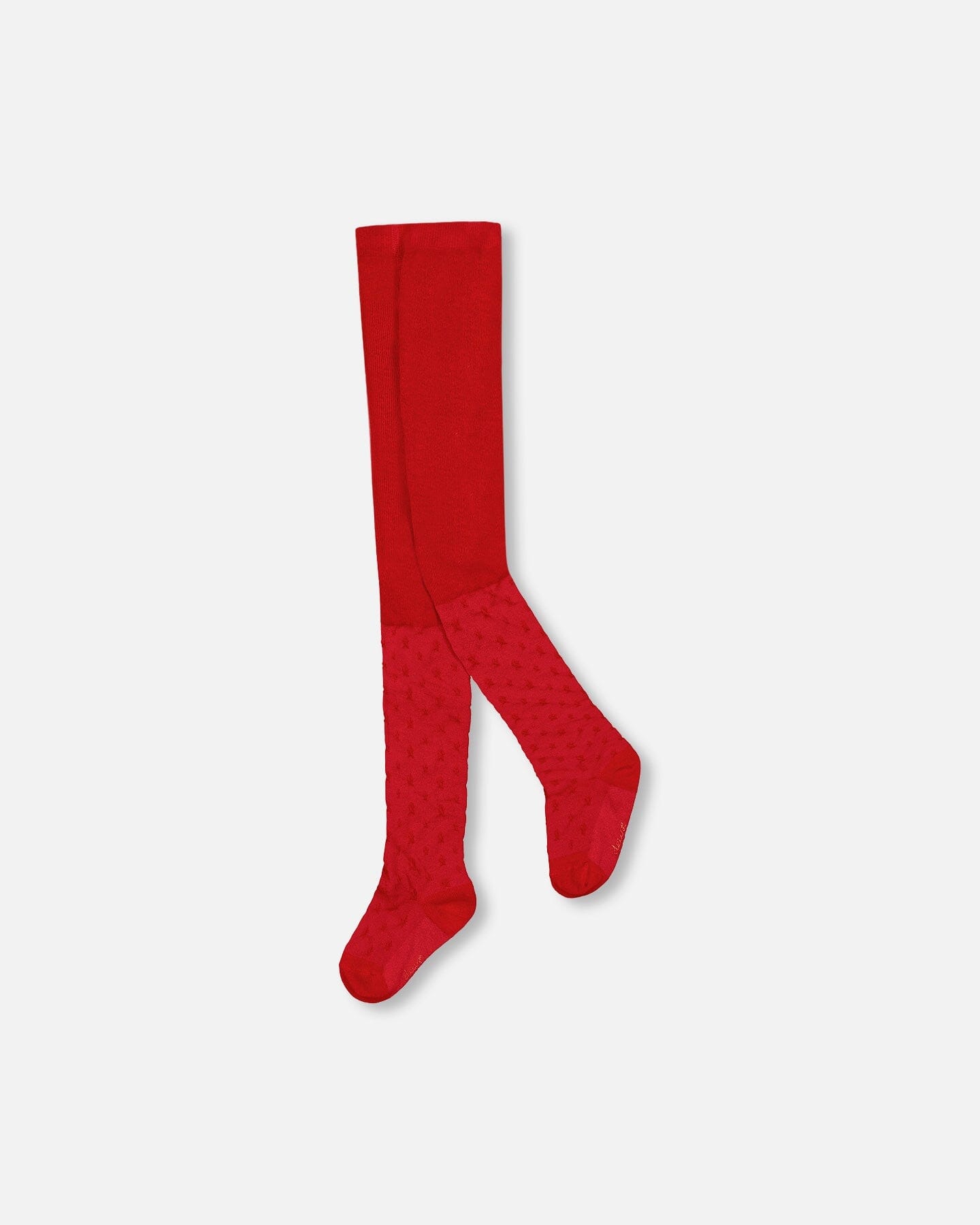 Collant en maille rouge avec motif étoile ton sur ton