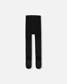 Collant en maille noir à motif étoiles ton sur ton