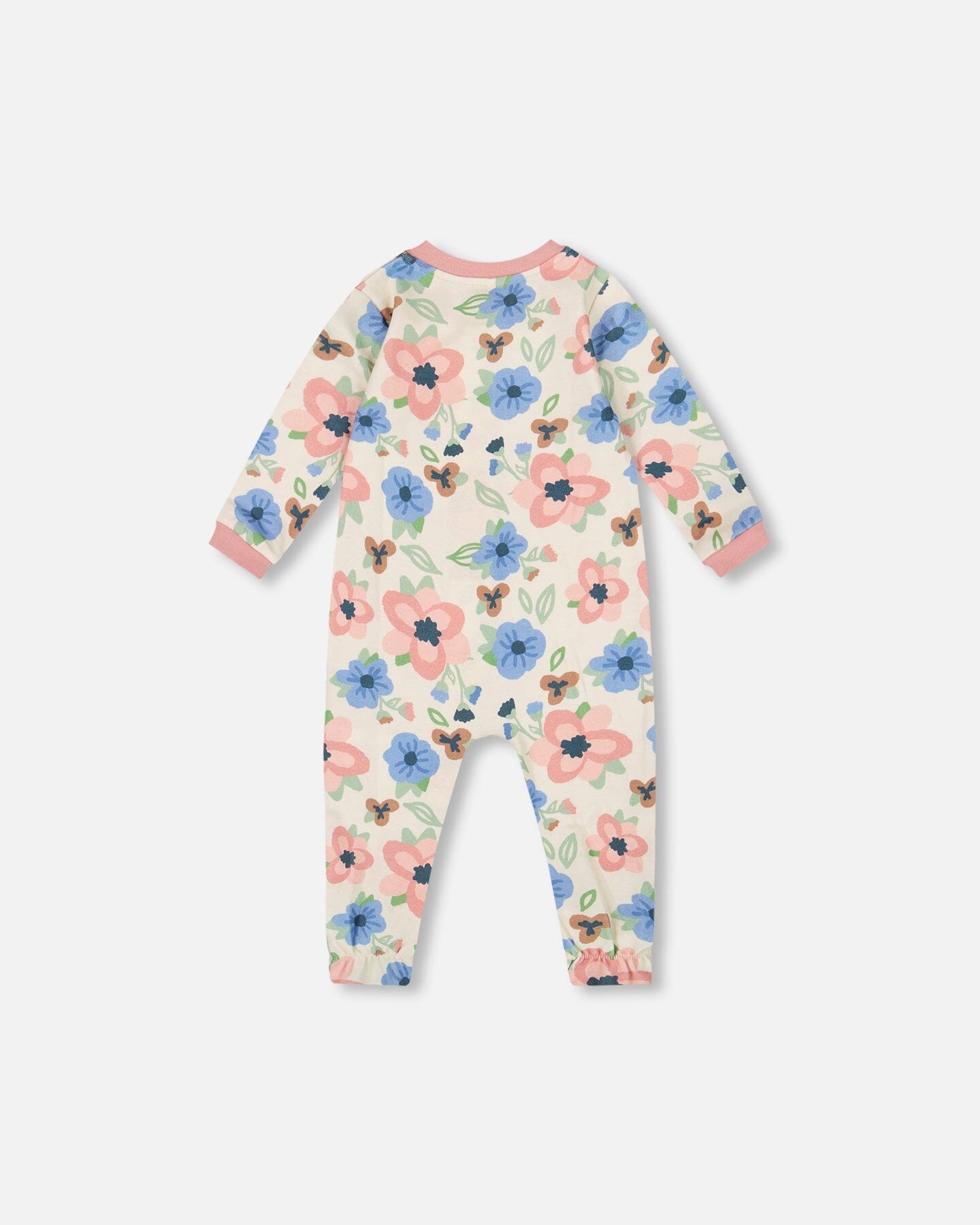 Pyjama une pièce en coton biologique à imprimé floral blanc cassé