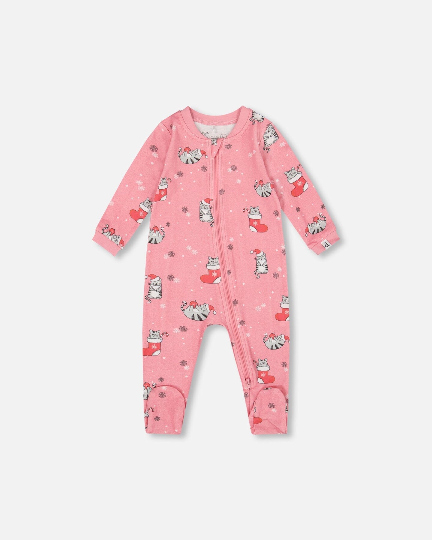 Pyjama une pièce en coton biologique imprimé chat rose