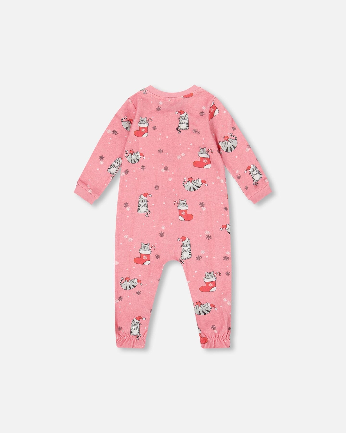 Pyjama une pièce en coton biologique imprimé chat rose