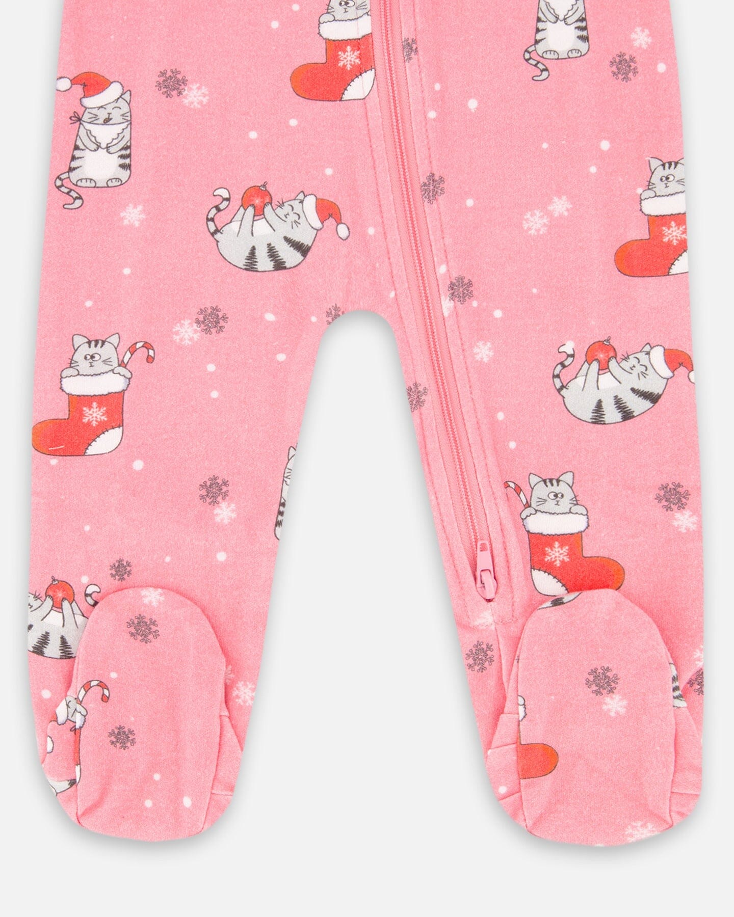 Pyjama une pièce en coton biologique imprimé chat rose