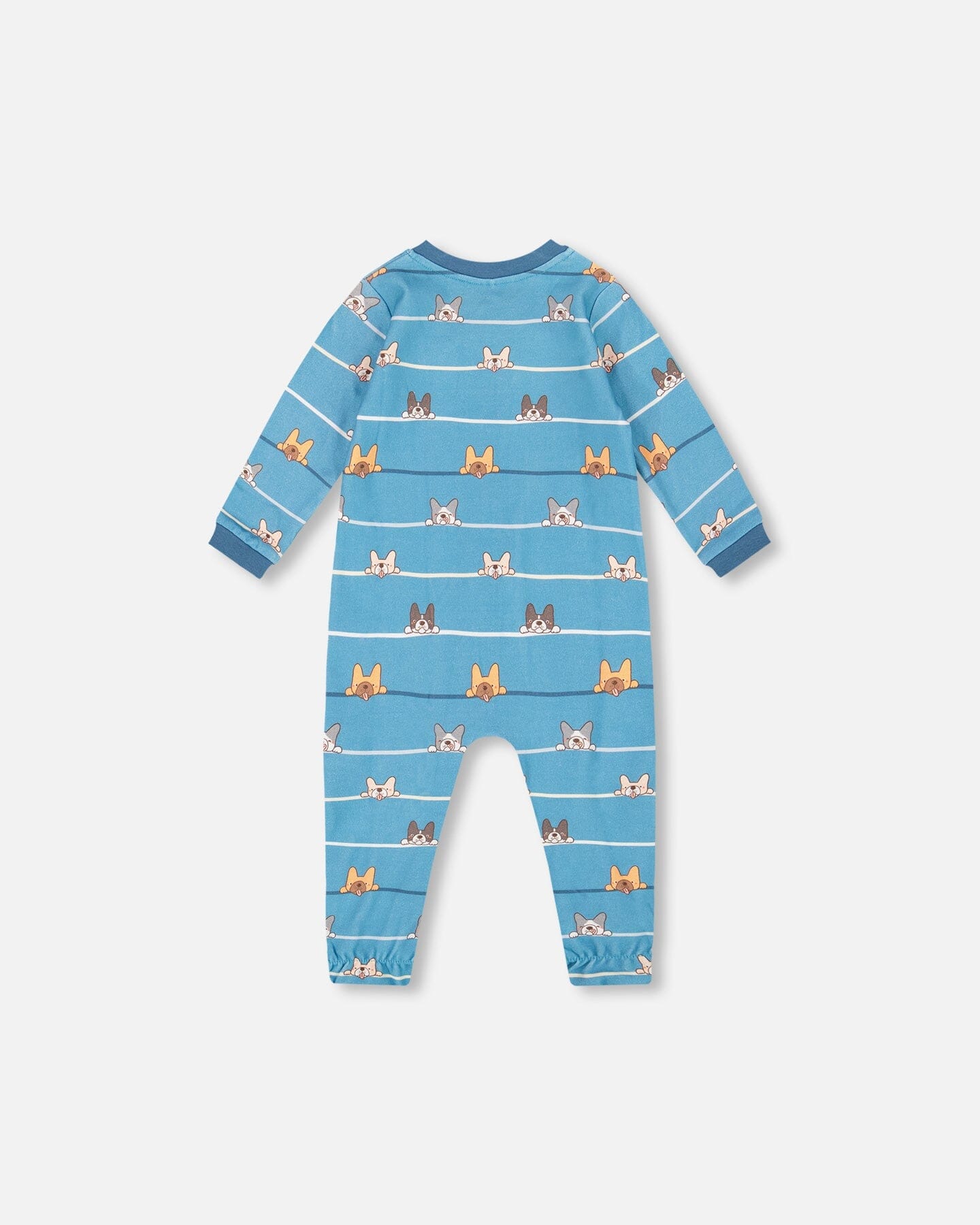 Pyjama une pièce en coton biologique imprimé chiens bleus