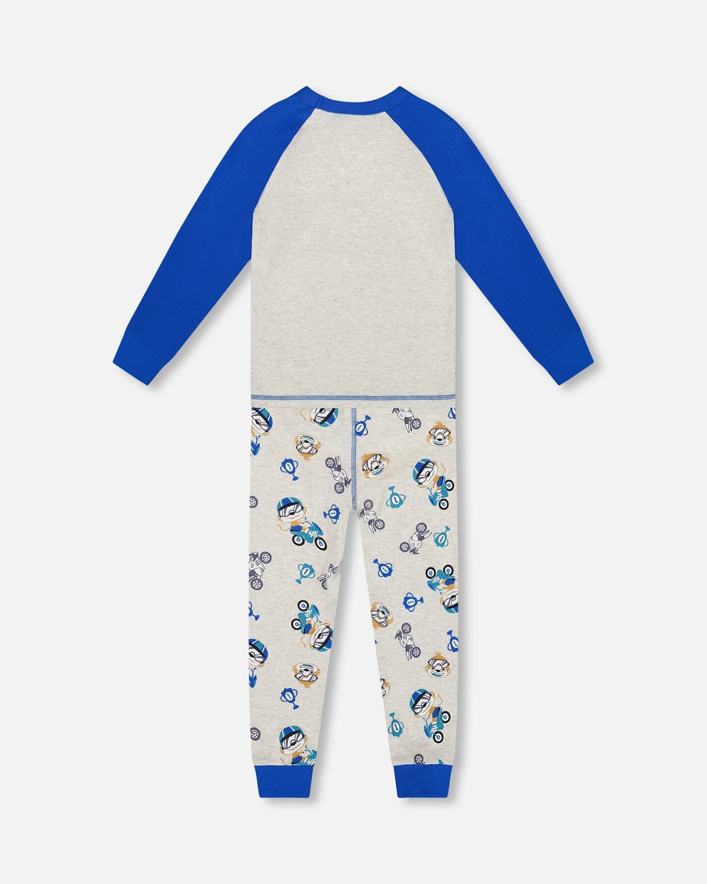 Ensemble pyjama deux pièces en coton biologique imprimé singe beige