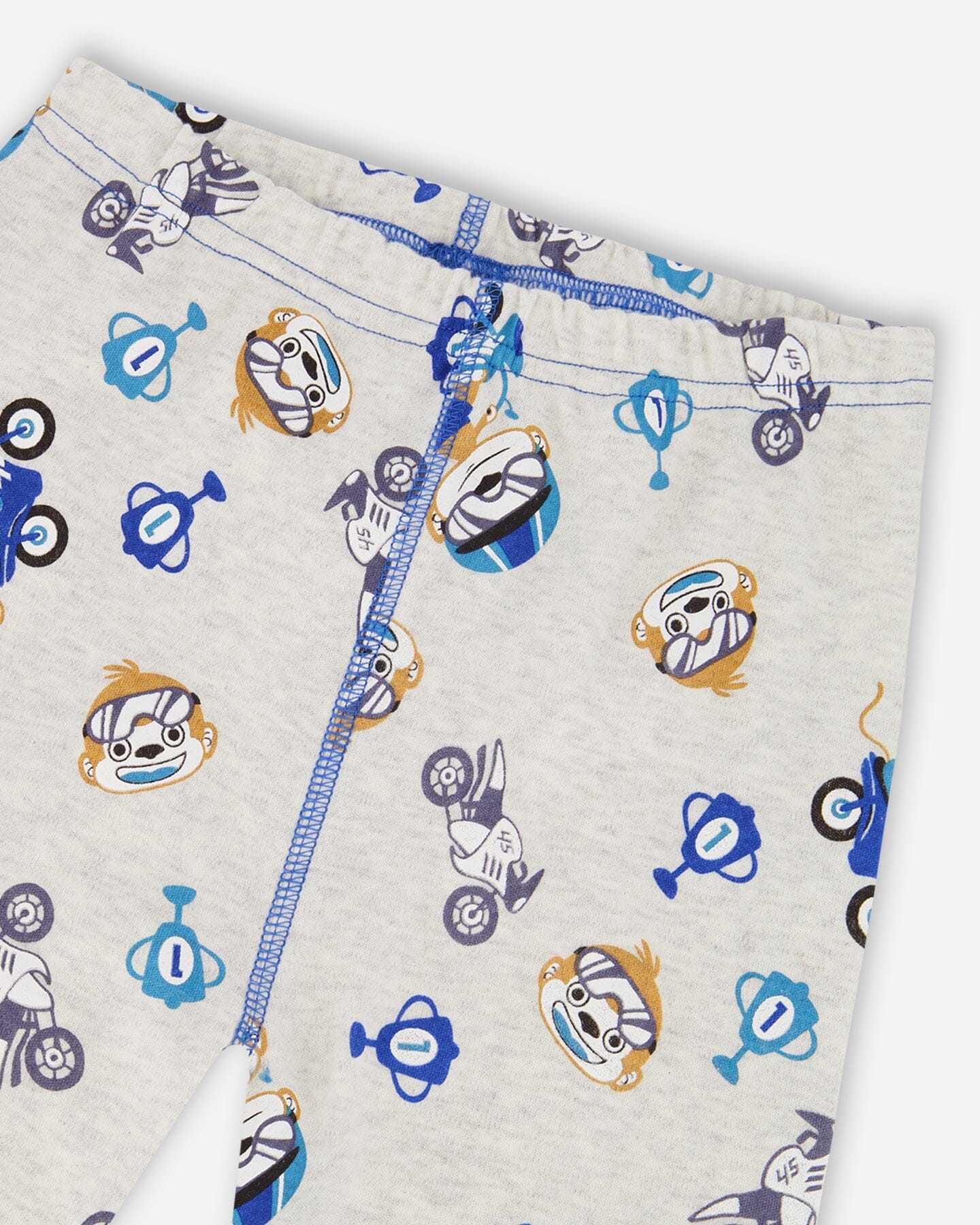 Ensemble pyjama deux pièces en coton biologique imprimé singe beige