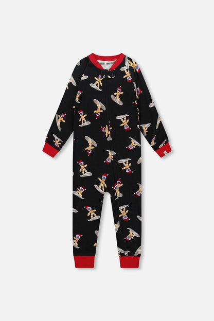 Organic Cotton Interlock One-Piece Pajama Black Cookie Print