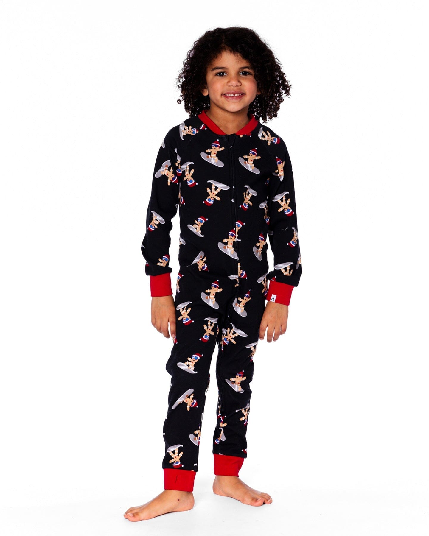 Pyjama une pièce en interlock de coton biologique imprimé biscuits noirs