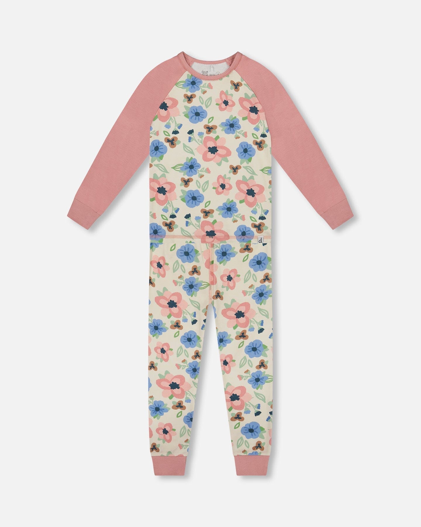 Pyjama deux pièces en coton biologique, imprimé floral écru