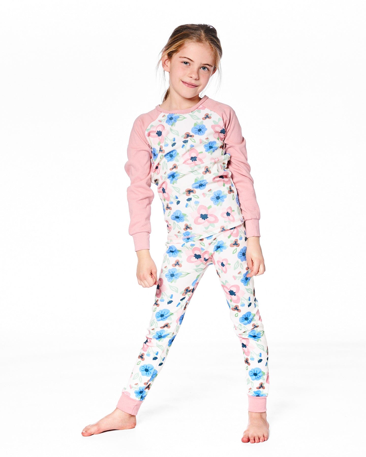 Pyjama deux pièces en coton biologique, imprimé floral écru