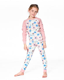 Pyjama deux pièces en coton biologique, imprimé floral écru