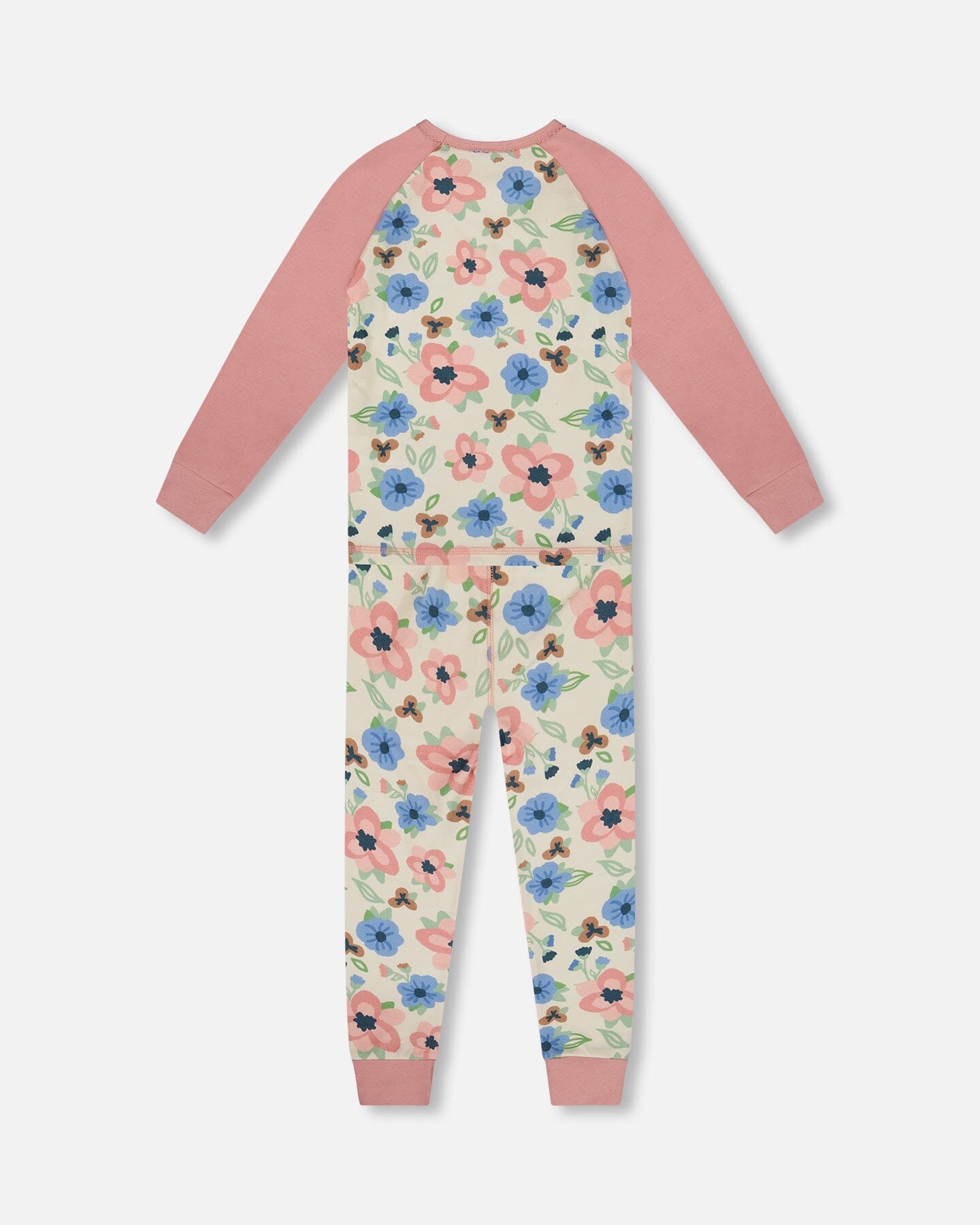 Pyjama deux pièces en coton biologique, imprimé floral écru