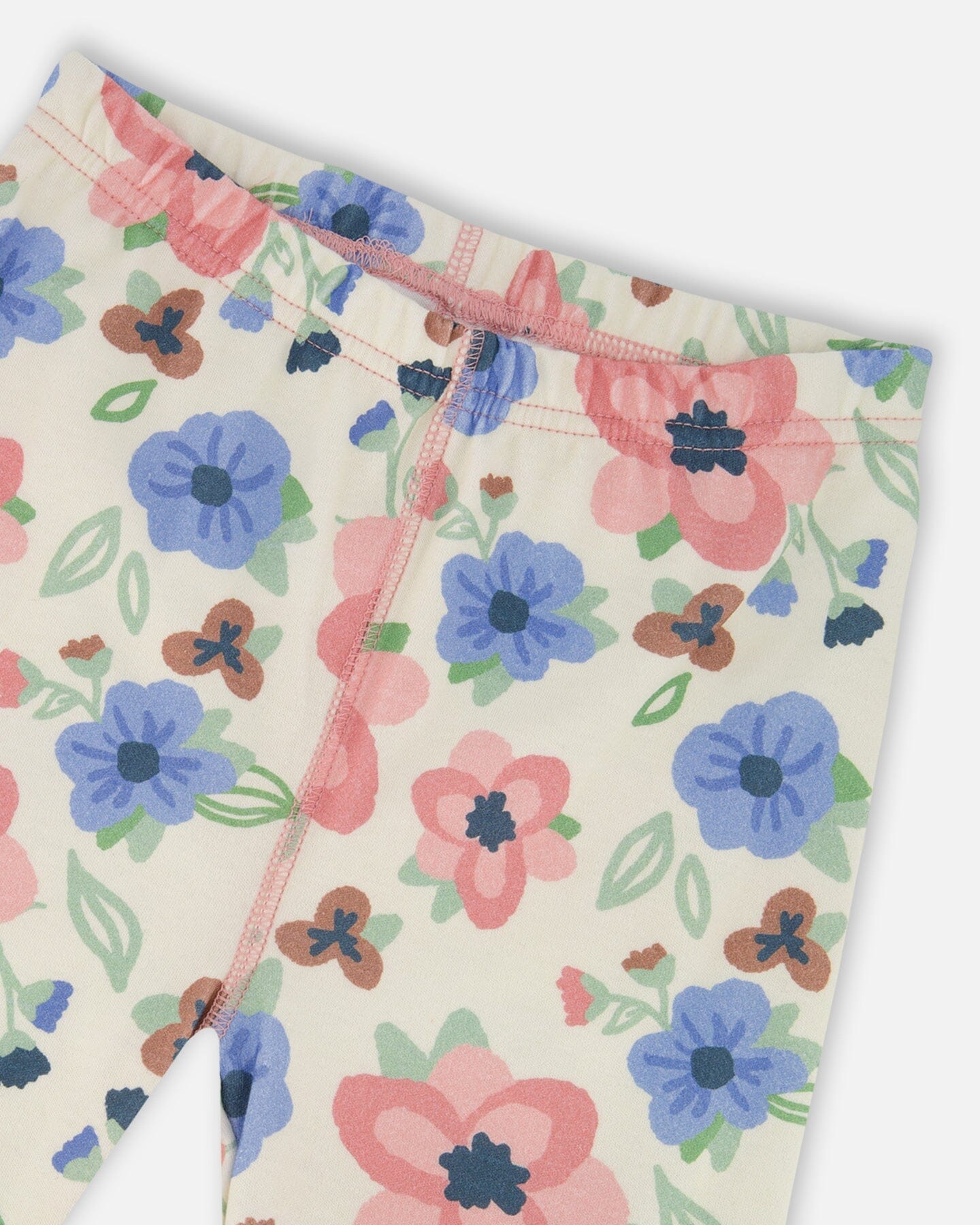 Pyjama deux pièces en coton biologique, imprimé floral écru