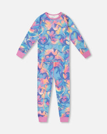 Pyjama deux pièces en coton biologique imprimé cœurs arc-en-ciel