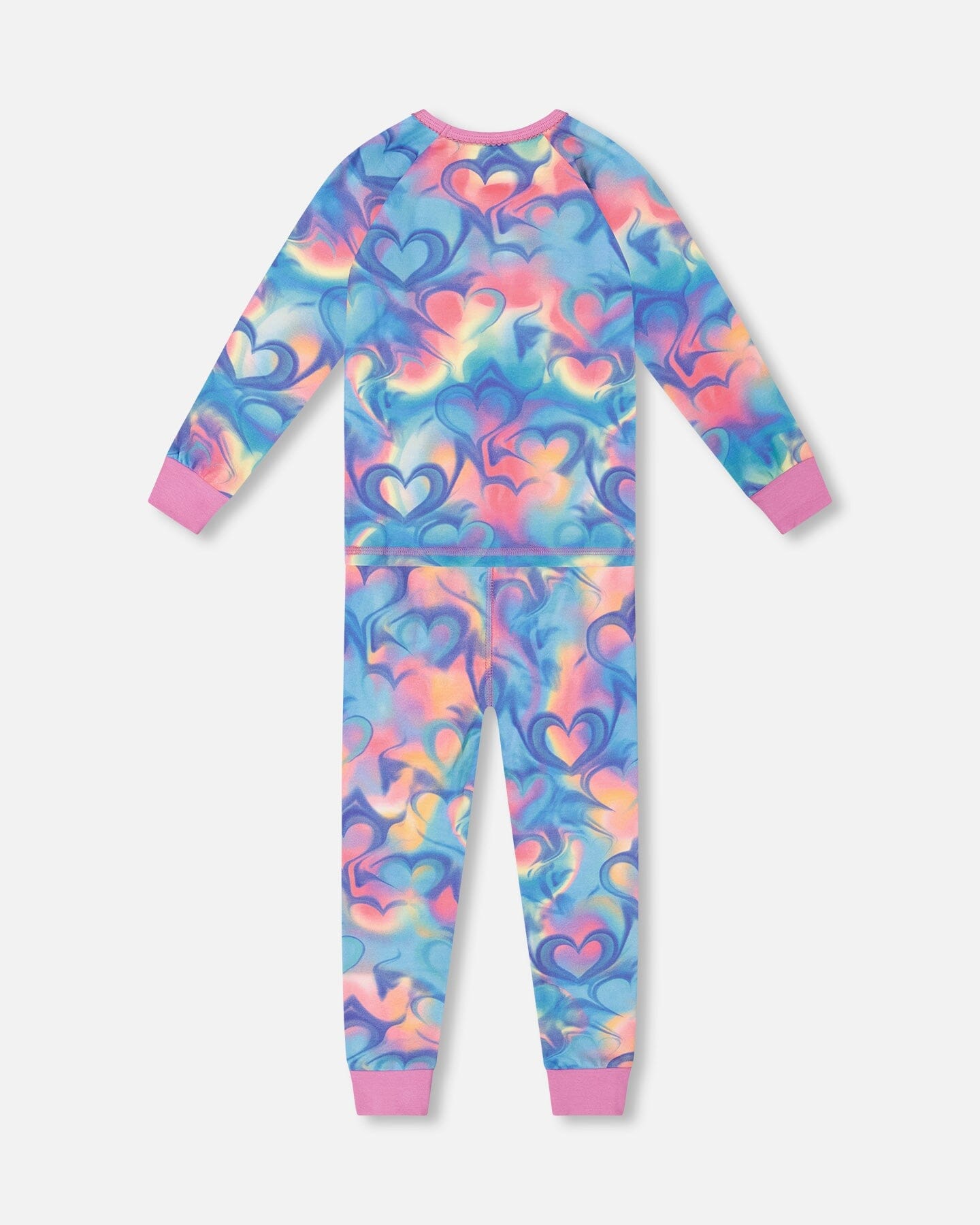 Pyjama deux pièces en coton biologique imprimé cœurs arc-en-ciel
