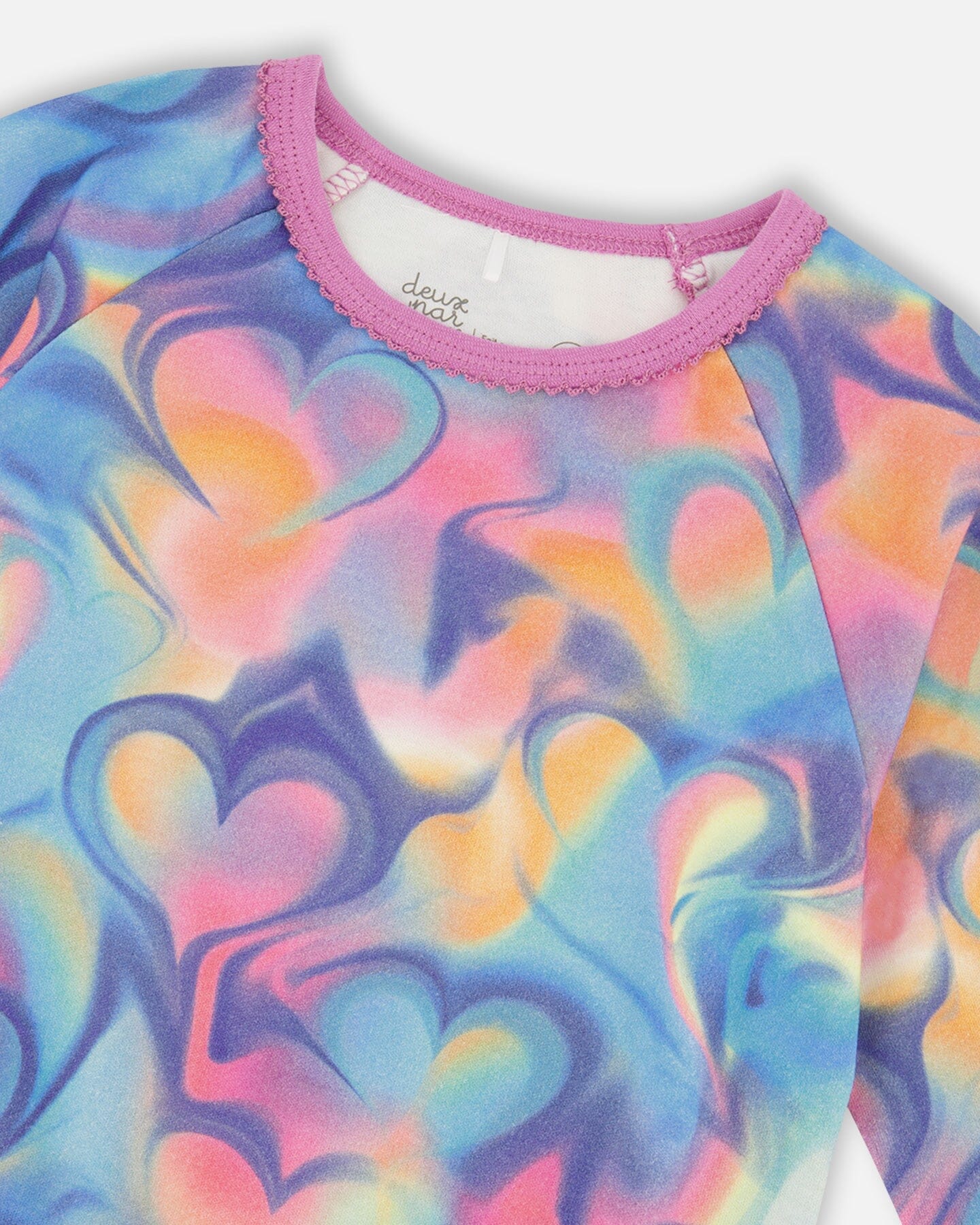 Pyjama deux pièces en coton biologique imprimé cœurs arc-en-ciel