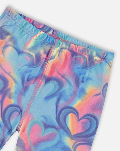 Pyjama deux pièces en coton biologique imprimé cœurs arc-en-ciel