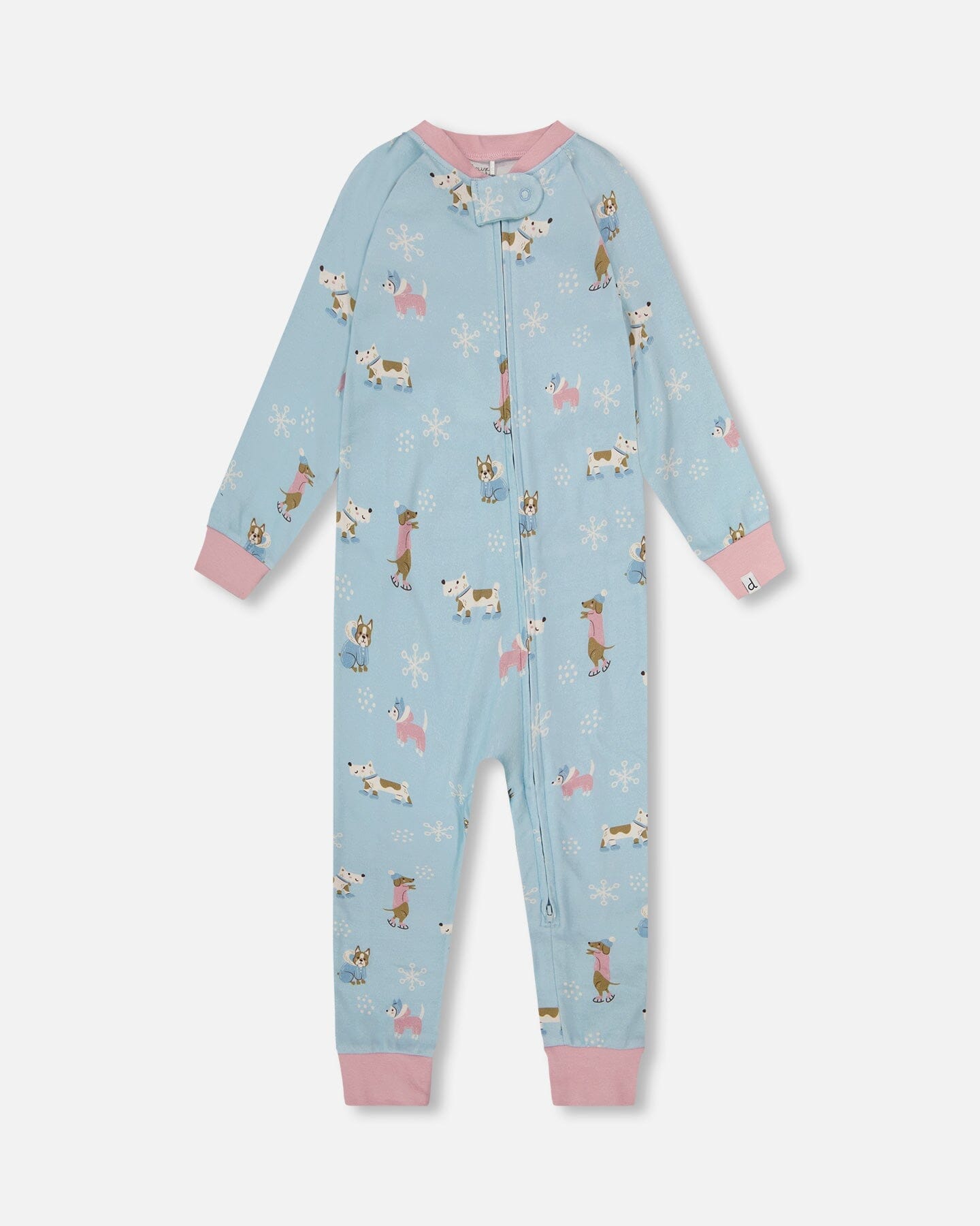 Pyjama une pièce en interlock de coton biologique imprimé chien bleu