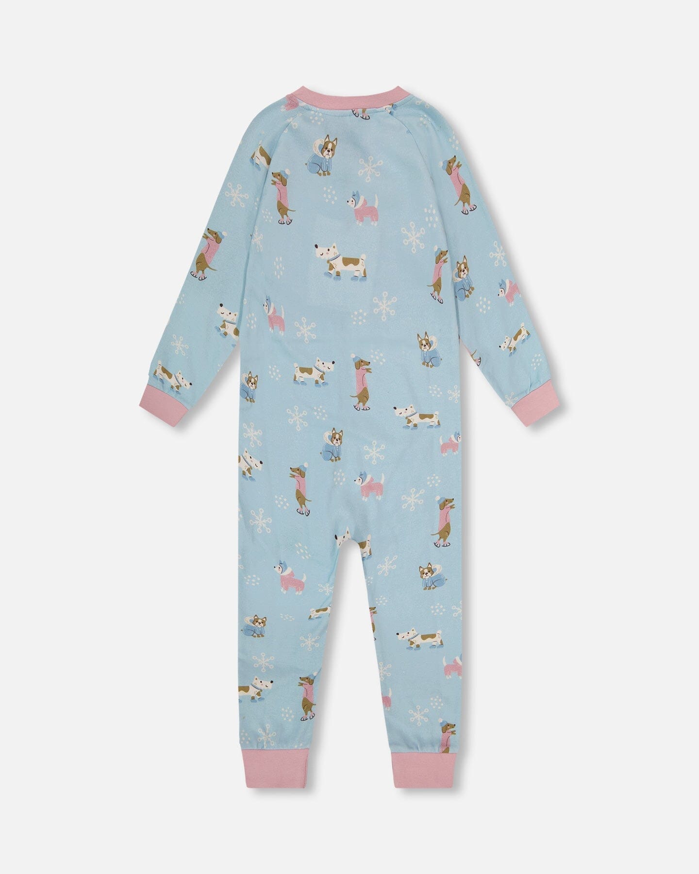 Pyjama une pièce en interlock de coton biologique imprimé chien bleu