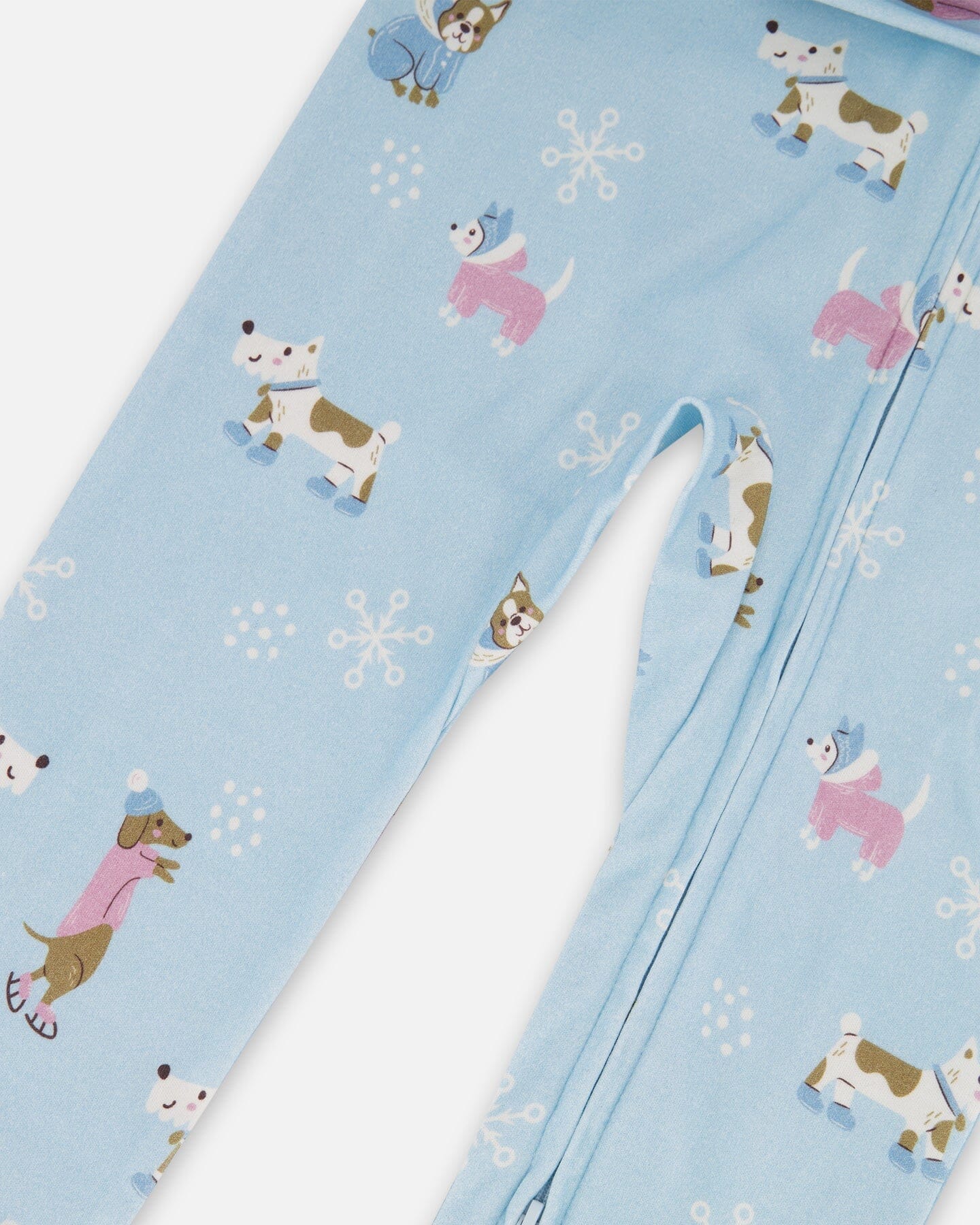 Pyjama une pièce en interlock de coton biologique imprimé chien bleu