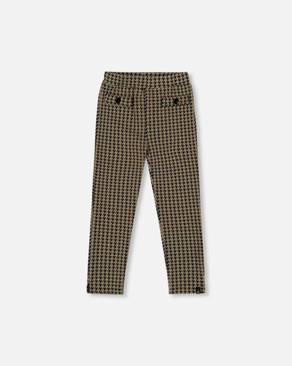 Pantalon en maille jacquard avec poches passepoilées