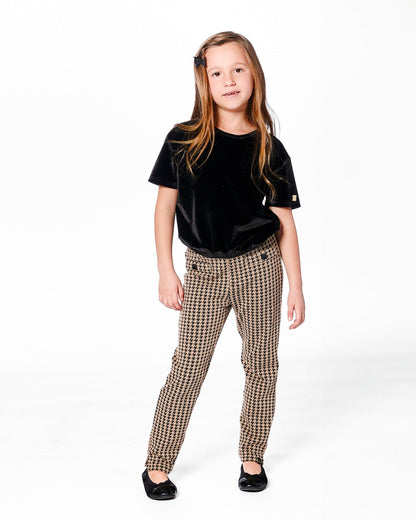 Pantalon en maille jacquard avec poches passepoilées