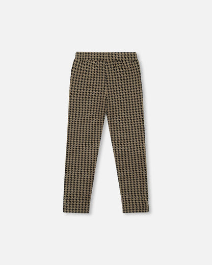 Pantalon en maille jacquard avec poches passepoilées