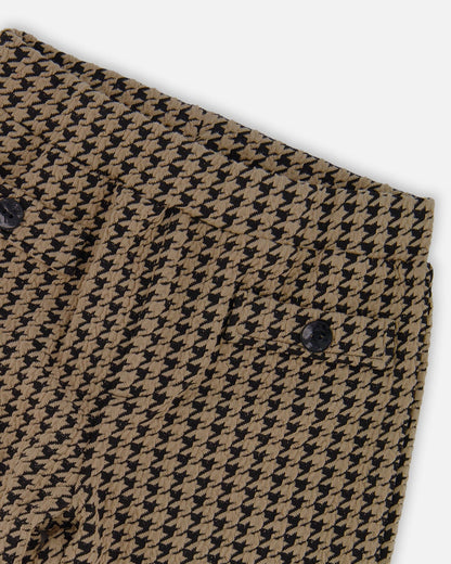 Pantalon en maille jacquard avec poches passepoilées