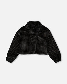 Veste Courte en Fausse Fourrure Noire