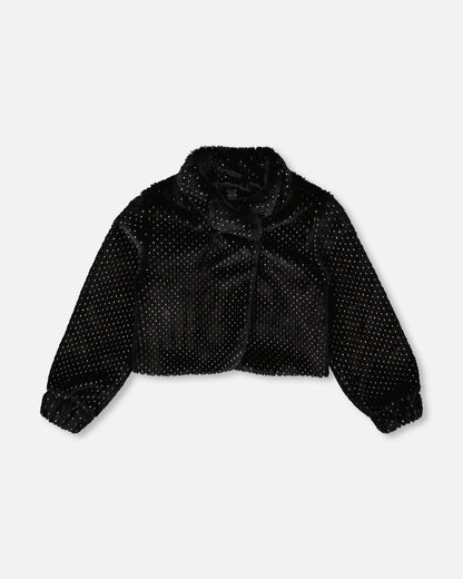 Veste Courte en Fausse Fourrure Noire