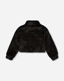Veste Courte en Fausse Fourrure Noire