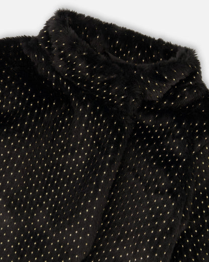 Veste Courte en Fausse Fourrure Noire